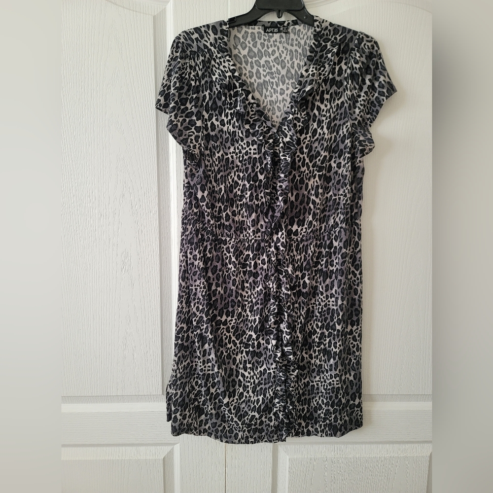 Apt. 9 Black and Gray Leopard Print Dress